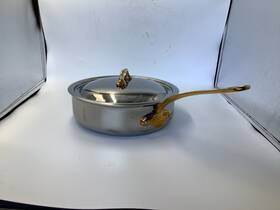 351125 Mauviel Mftcook B 2.6mm Saute Pan With Lid Brass Handle 3.2-qt