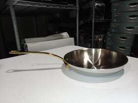 351326 Mauviel Mftcook B 2.6mm Round Frying Pan With Brass Handles 10.2-in