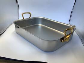 351740 Mauviel Mftcook B 5-ply Roasting Pan With Brass Handles 15.7 X 11.8-in