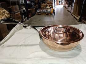 611225 Mauviel M150s 1.5mm Copper Saute Pan With Lid And Cast Stainless Steel Handle 3.6-qt