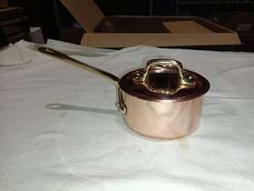 650110 Mauviel Mftminis 1mm Copper Mini Sauce Pan With Lid And Bronze Handle 3.5-in