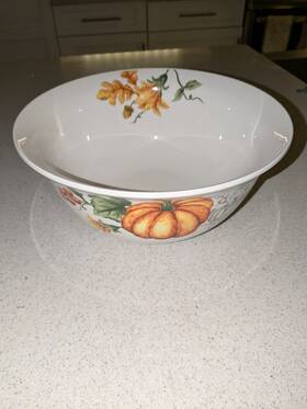 S432983 Maxcera Pumpkin Flower 11.5 Inch Round X 5 Tall Ceramic Salad Or Pasta Serving Bowl