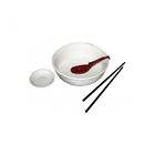 Mbwnw Soup Bowl Set 4 Pieces Service 1 Ceramic Noodle Rice Sauce Dish Spoon Oriental 609788784647