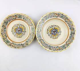 Mc62 Meridiana 2 Ceramiche Plates 1 Soup Bowl And Salad Floral Painted Italy