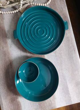 Mexican Fiesta 726161130447 Vintage Keilen Terra Cotta Green Glaze Nacho Botanero Salsa Bowl