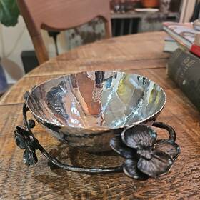 110715 Michael Aram Stunning Small Black Orchid Nut Bowl ... Estate Excellent Cond