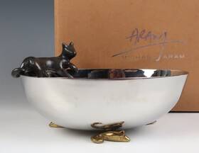 132335 Michael Aram Cat And Mouse Nut Cheese Candy Serving Bowl Dish Brass Steel With Box