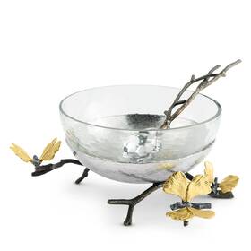 175743 Michael Aram Micahel Butterfly Gingko Glass Nut Dish Brand New Sealed