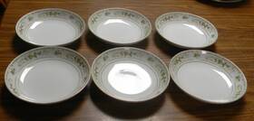 3901 Mikasa Set Of 6 Fine China Waverly Soup/salad Bowls 7.5 Inch D Gold Trim
