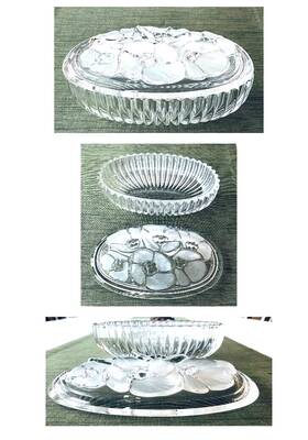 Mikasa 409/837 Vintage Crystal Covered Bowl Satin Blossom Floral 8.25 X 5.5 2.25