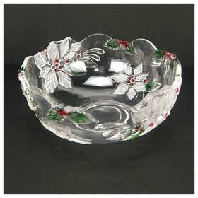 Mikasa 641265310710 Christmas Holiday Bloom Poinsettia Crystal Serving Bowl - Euc