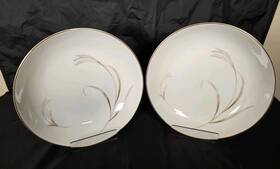 8212 Mikasa Vintage Calico Soup Pasta Bowls 7.75 Inch Gold Rim Japan Set Of 2