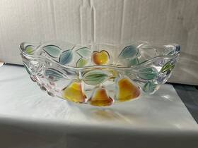 Mikasa 956/538 Garden Harvest Glass Oval Serving Bowl 10 3/4 In Embossed Fruit