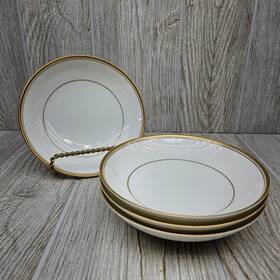 A1-102 Mikasa Wheaton Bone China Fruit Bowls Gold Trim Narumi Japan Set Of 4