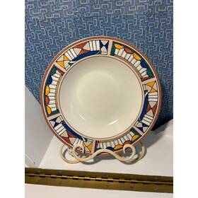 Cac84 Mikasa Intaglio Collage Rimmed Soup Bowls Set Of 2 Geometric Stoneware 9in