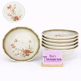 D8801 Mikasa Country Estate Autumn Vale Pink Floral Japan 8.5 Inch Soup Cereal Bowl Set 5