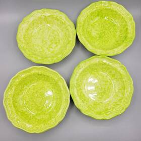 D9401 Mikasa Rim Soup Bowls Country Charm Broccoli Lot Of 4 7 1/2 Inch