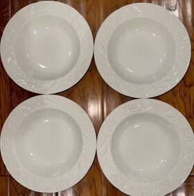 Dp900rim Mikasa English Countryside White Dp900 Rim Bowls 9 1/4 Set Of 4 Vgc Pasta