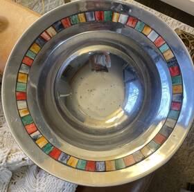 Dpk01-730 Mikasa 12 Inch Polished Aluminum Alloy Carnival Bowl With Mosaic Detailing By