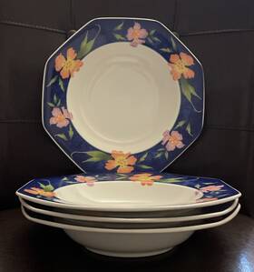 Dv018 Mikasa Set Of 4 Gallery Florella Soup/pasta/cereal Bowls 9 Inch Japan