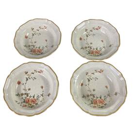 Ec-463 Mikasa Vintage Garden Club Silk Bouquet Soup Cereal Bowls Set Of 4 8.5 Inch D Floral