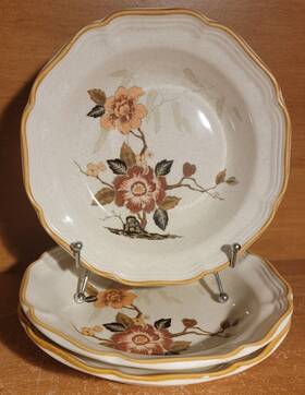 Ec459 Mikasa Garden Club Imperial Rim Soup Bowl Set Of 3 8 Inch Excellent