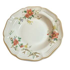 F2010 Mikasa Heritage Capistrano Rimmed Soup Bowl Floral Bird Japan 8.25 Inch