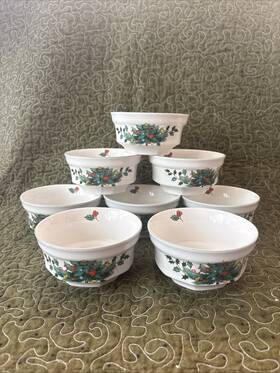 F3013 Mikasa Continental Christmas Bowls Lot 8 Pcs 4.7 Inch F 3103 Japan