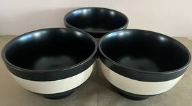 Ha250 Mikasa Gourmet Basics By Bamboo Black Stoneware Rice Bowls - Set Of 3