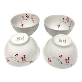 Indo10106 Mikasa Set 4 Gourmet Basics Collection Red Berries Cereal Soup Bowls Rice 5.5 Inch