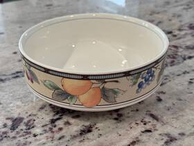K45187843 Mikasa Set Of 4 Intaglio Garden Harvest Cereal 6.5 Inch Bowls Classy Fruit Design