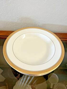 L3234 Mikasa Palatial Gold - Rimmed Soup / Pasta Salad Bowls 8.5 Inch Set Of 4