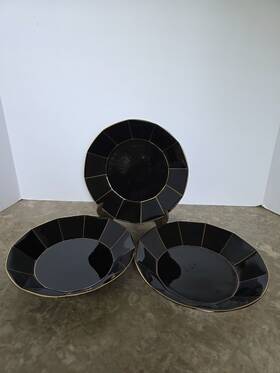 L9903 Mikasa Fine China Midnight Gold Set Of 4 Soup Serving Bowls 8 Inch Lot 3