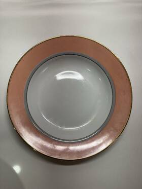 Lad02 Mikasa 2 Grandeur Salmon Soup Bowls Pink Gold Rim Japan Good Condition