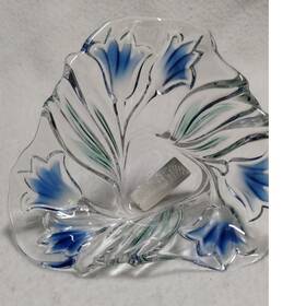 S3101 Mikasa Bluebells Grenblune Blue Green Floral Art Glass Bowl