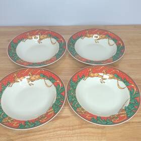 8724 Misono Christmas Fantasy Soup Bowls Set Of 4 Dishwasher Safe Reindeer