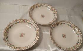 847936 Mount Clemens Soup Bowls Mildred Set Of 3 1930s Center Floral 7.75 Inch Diameter
