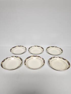 1932 Mount Clemens Pottery Mtc2 Set Of 6 Vintage Rosebud Fruit/dessert Bowls