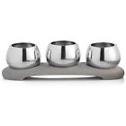 Mt0935 Nambe Forte Condiment Trio Bowl Grey 672275306219