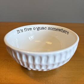 0815242 Mud Pie Guacamole Bowl Inch It S Five O Guac Somewhere White Serving Mexican