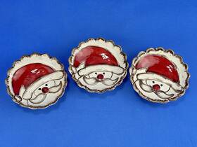 41230005s Mud Pie - Christmas Santa Face Farmhouse Stoneware Dipping Bowl Dishes Set 3