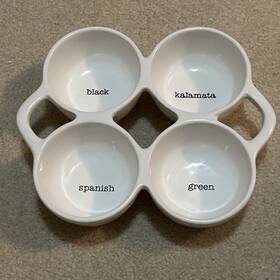 5603003 Mud Pie 4603003 Quadrant Serving Set Olive Platter White Retired No Spoon Disc