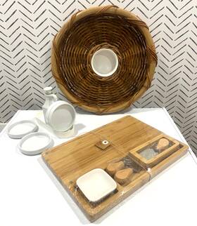 47500222 Mud Pie Food Service Set Charcuterie Board Bread Dipping And Chip Dip Evc