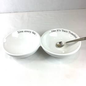 48500041 Mud Pie Double Salsa Server Taco Tuesday Guacamole Serving Spoons Chip-n-dip