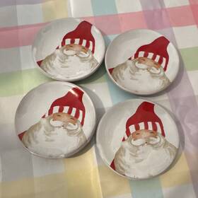 48500064s Mud Pie Santa Face Ceramic Christmas Dipping Bowls Four-piece Set Holiday 2019
