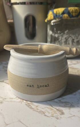 Mud Pie 48500170 Eat Local 4.25in Stoneware Bowl Dip And Spreader