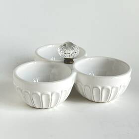 Mud Pie 718540293232 Door Knob Triple Dip 2015 Cottage Farmhouse Dips Nuts Candy Bowls