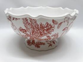 Mud Pie 718540309261 2015 Holly Toile Pedestal Serving Bowl Holiday Centerpiece Euc