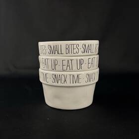 Mud Pie 718540598085 Ramekin Set 3 Pc Snack Time Small Bites Eat Up Ceramic Stacking Dish