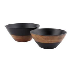 Mud Pie 718540745410 Wood Nested Bowls Black Small 5 Inch X 12 Dia Large 6 14